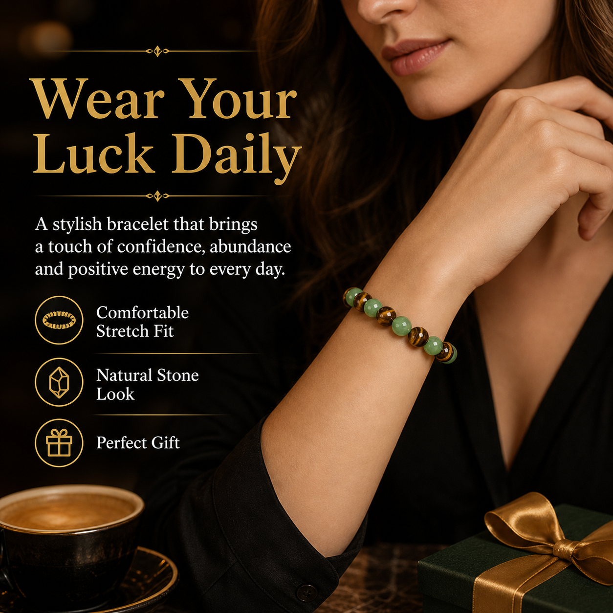 Green Dongling Jade Tiger Eye Stone Fortune-Taking Bracelet , Protection Bracelet-YAO