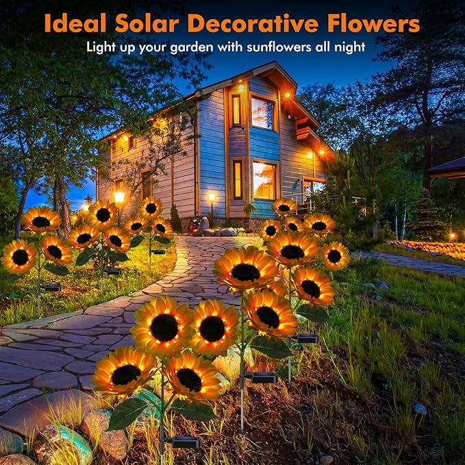 🔥Hot Sale 49% off🌟🌻 2026 UPGRADED Solar Sunflowers – Hyper-Realistic Petals, Stunning Shadow Projections & Dusk-to-Dawn Garden Mag-YAO