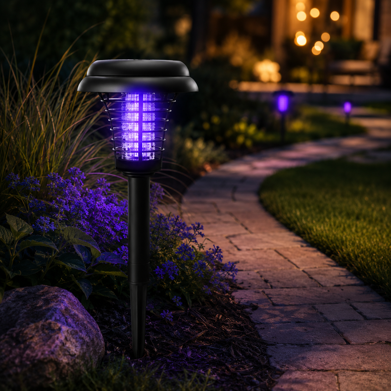 Solar Mosquito Zapper Light – Outdoor Garden Stake Lamp, UV Insect Killer, Solar Powered, Dual Mode (Mosquito Control + Pathway Lighting), Weather Resistant, Easy Setup-YAO