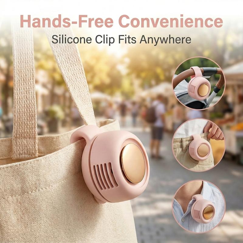 Mini Bladeless Turbo Fan – Portable Rechargeable Hands-Free Waist Fan with 3-Speed Cooling & Quiet Airflow for Summer Travel & Outdoor Activities-RH
