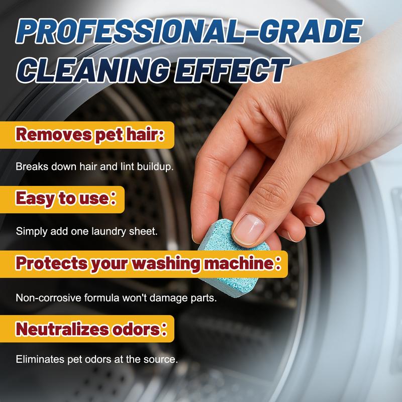 Eco-Friendly Washing Machine Cleaner Tablets – Deep Clean Washer Odors, Residue & Pet Hair Buildup-RH