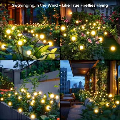 Outdoor Solar Firefly Garden Lights – 6-LED Swaying Stake Lights, IP65 Waterproof Auto Dusk-to-Dawn Warm Glow for Patio, Pathway, Yard & Landscape Decor-RH