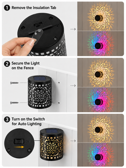 Solar Mandala Fence Lights, Outdoor Wall Decor-YAO
