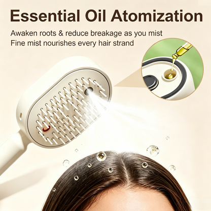 Electric Spray Air Cushion Massage Comb | Self-Cleaning Anti-Tangle | Essential Oil Mist Hair Care Comb | Anti-Static Volumizing Aromatherapy Comb-RH