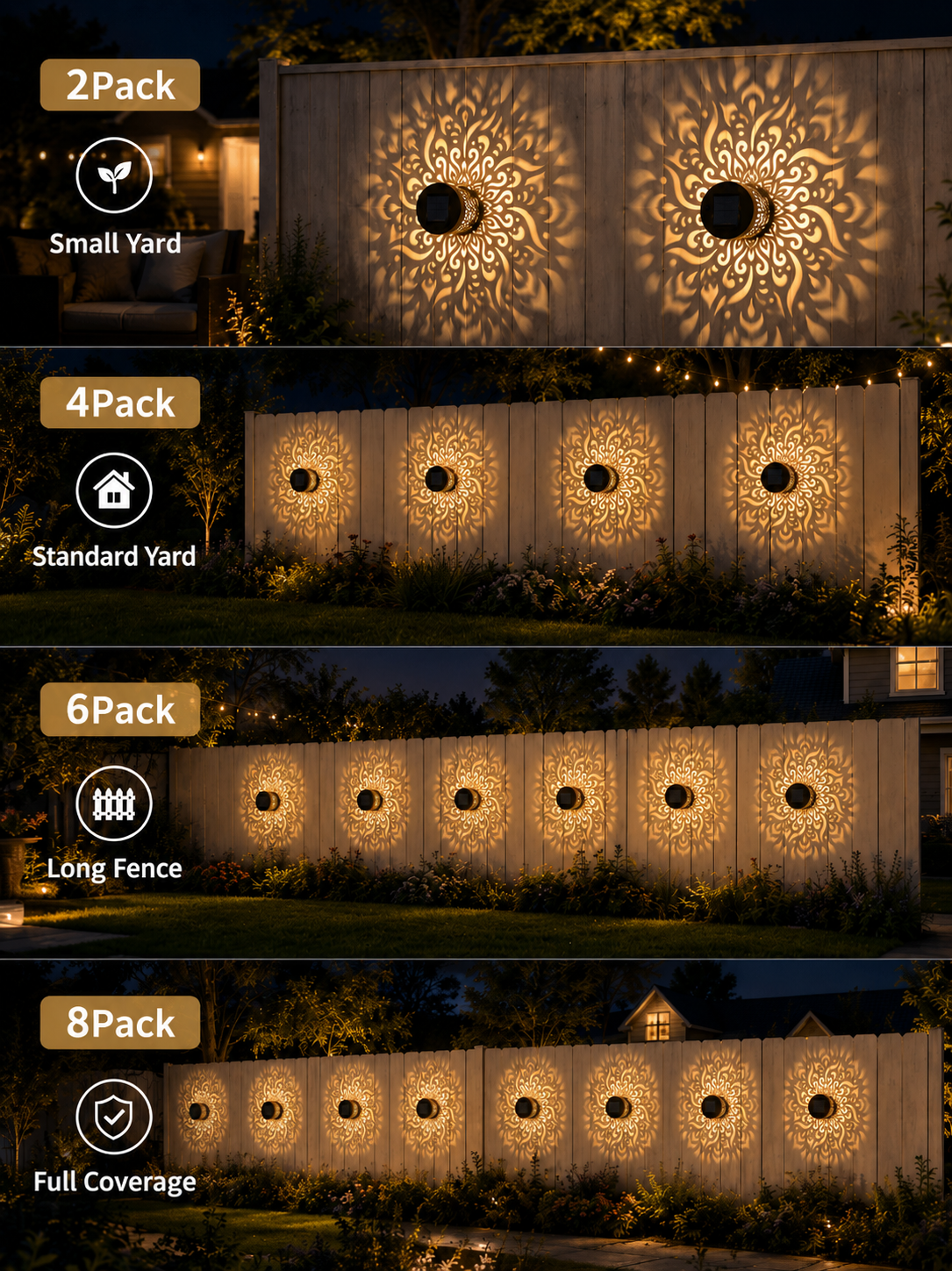 Solar Mandala Fence Lights, Outdoor Wall Decor-YAO