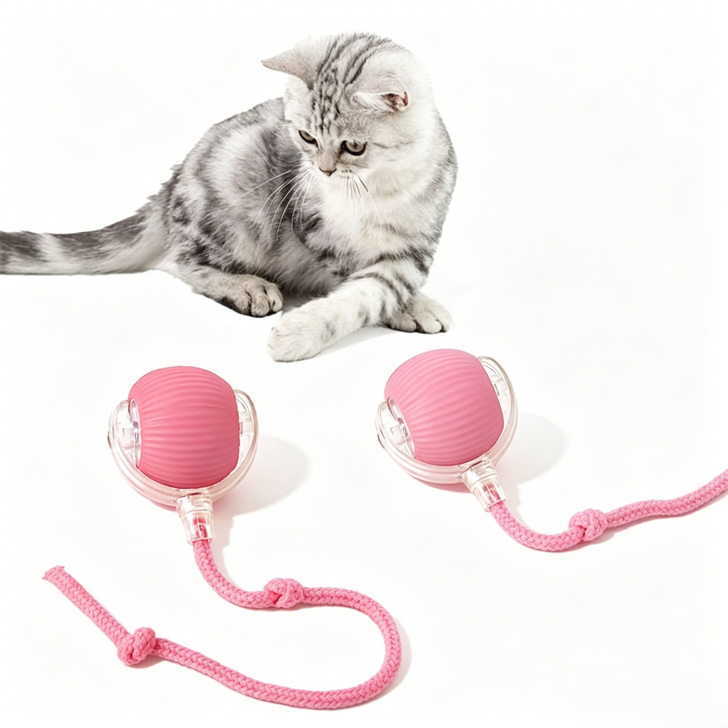 Interactive Pet Teaser Ball – USB Rechargeable Rolling Cat & Dog Toy with Sound & Light for Indoor Play, Anti-Boredom & Exercise-RH