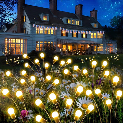 Outdoor Solar Firefly Garden Lights – 6-LED Swaying Stake Lights, IP65 Waterproof Auto Dusk-to-Dawn Warm Glow for Patio, Pathway, Yard & Landscape Decor-RH