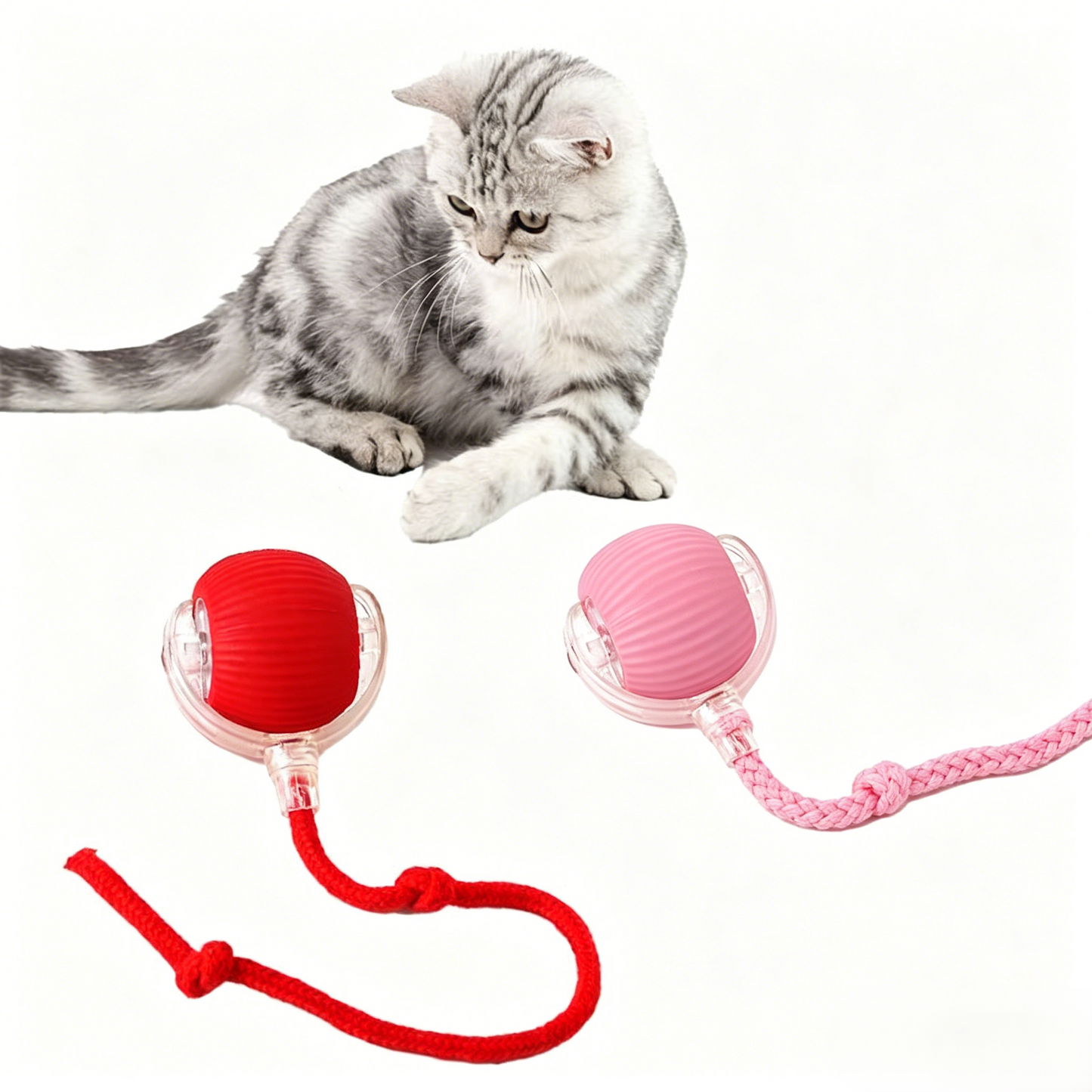 Interactive Pet Teaser Ball – USB Rechargeable Rolling Cat & Dog Toy with Sound & Light for Indoor Play, Anti-Boredom & Exercise-RH