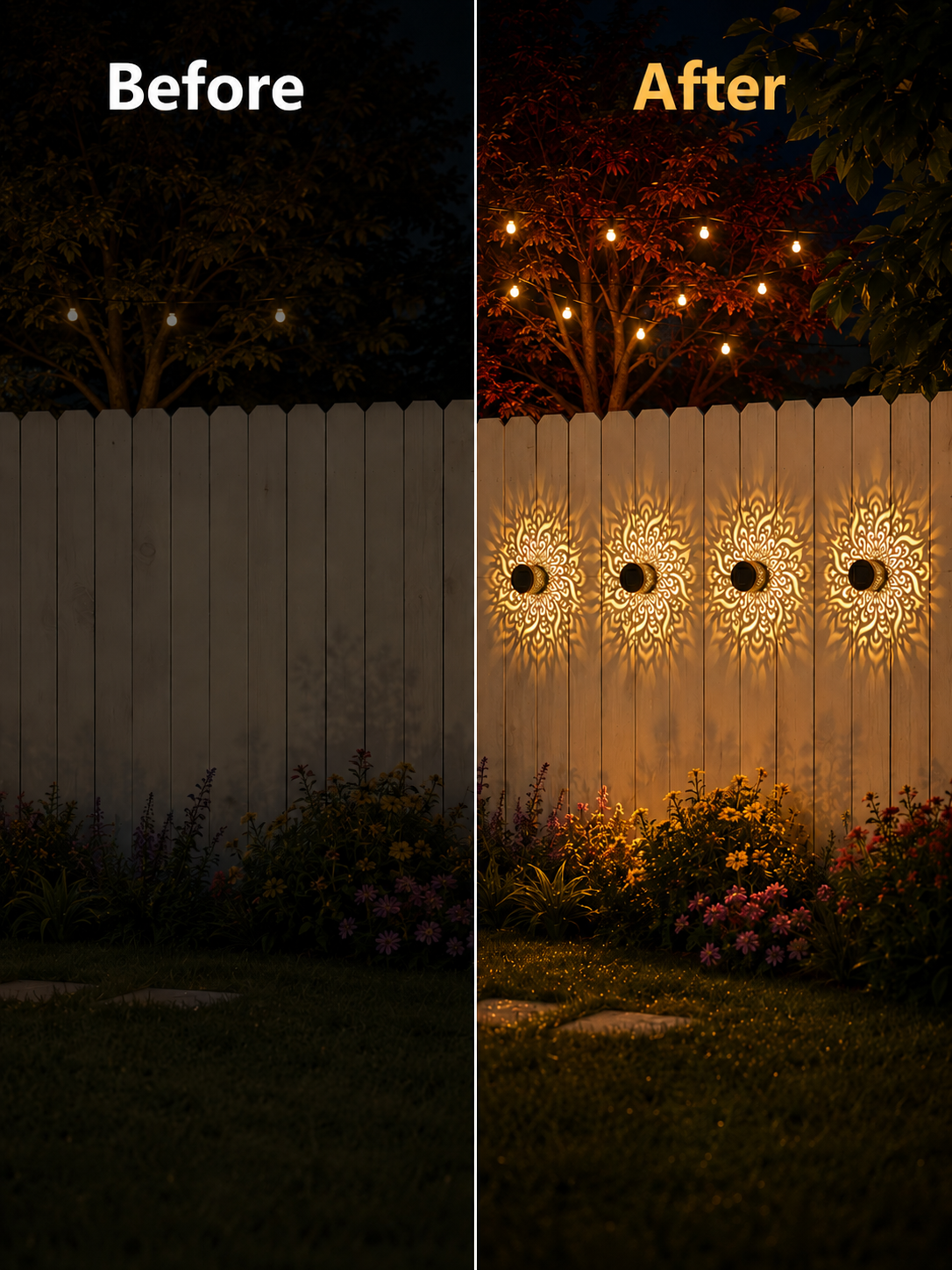 Solar Mandala Fence Lights, Outdoor Wall Decor-YAO