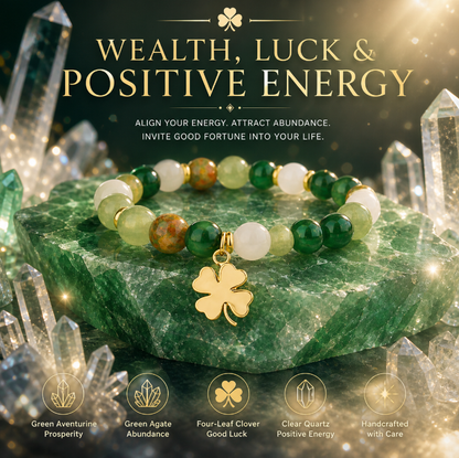 Attract Wealth & Good Luck Fast | Green Aventurine & Agate Bracelet for Abundance, Protection & Prosperity-RH