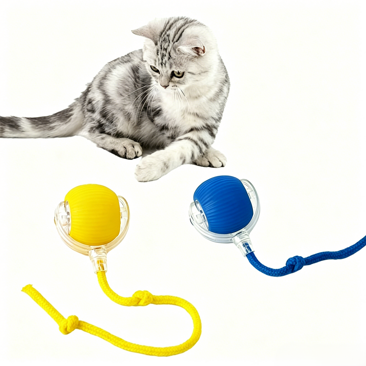 Interactive Pet Teaser Ball – USB Rechargeable Rolling Cat & Dog Toy with Sound & Light for Indoor Play, Anti-Boredom & Exercise-RH