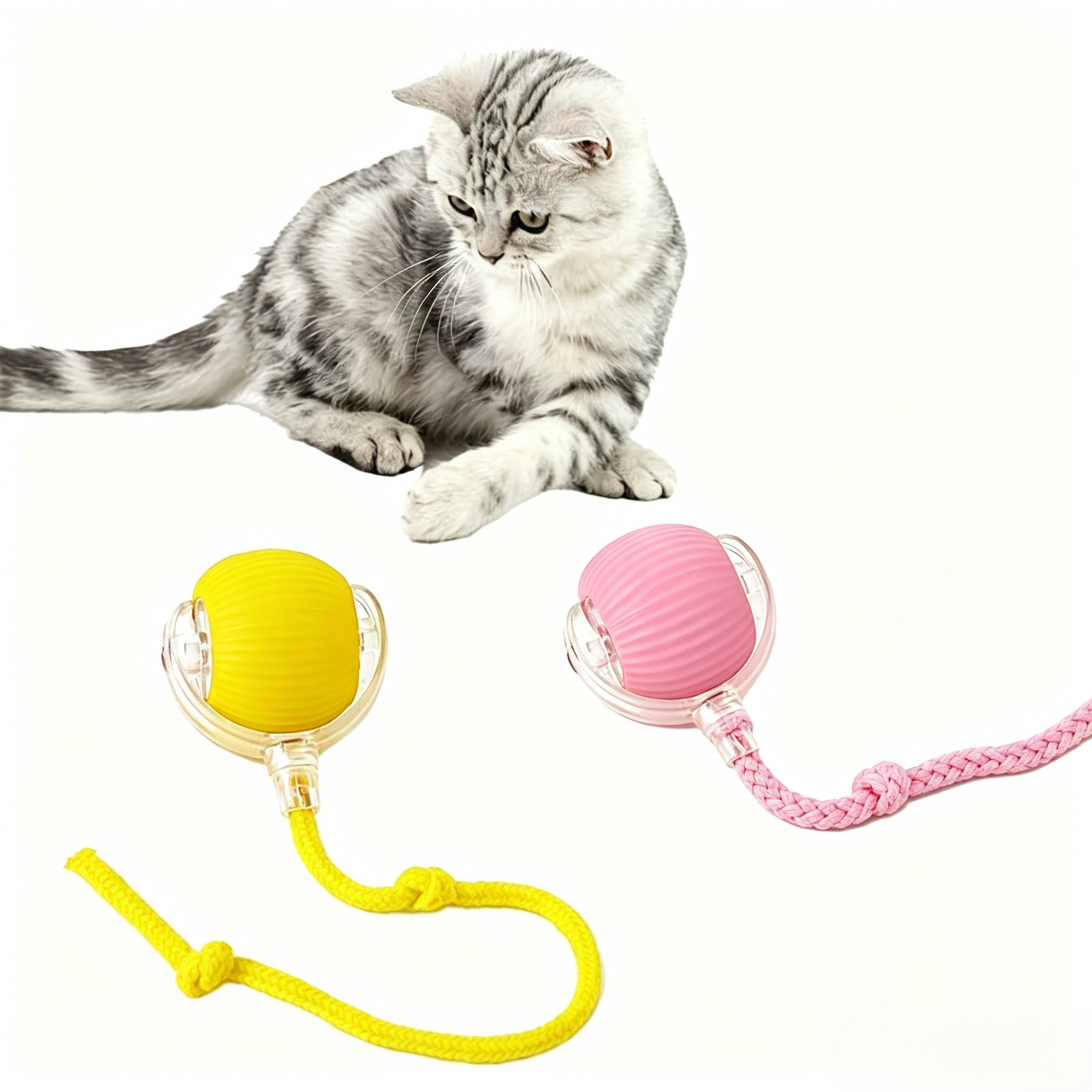 Interactive Pet Teaser Ball – USB Rechargeable Rolling Cat & Dog Toy with Sound & Light for Indoor Play, Anti-Boredom & Exercise-RH
