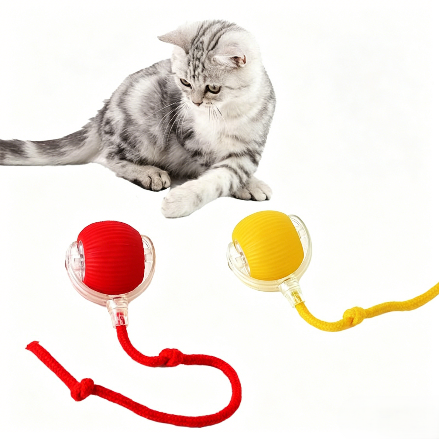 Interactive Pet Teaser Ball – USB Rechargeable Rolling Cat & Dog Toy with Sound & Light for Indoor Play, Anti-Boredom & Exercise-RH