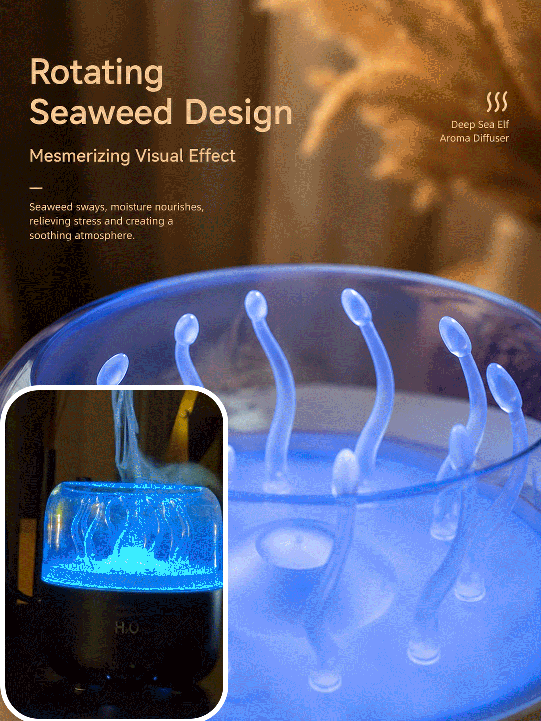 Rotating Seaweed Aroma Diffuser & Cool Mist Humidifier-YAO