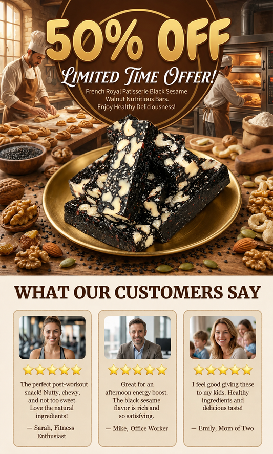 Mulberry Rehmannia & Black Goji Sesame Cake – Soft Herbal Nut Snack, Low Sugar Energy Bar-YAO