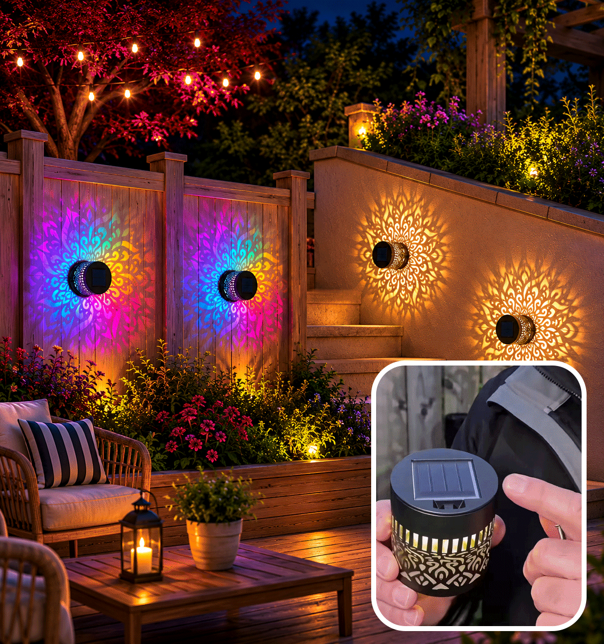 Solar Mandala Fence Lights, Outdoor Wall Decor-YAO