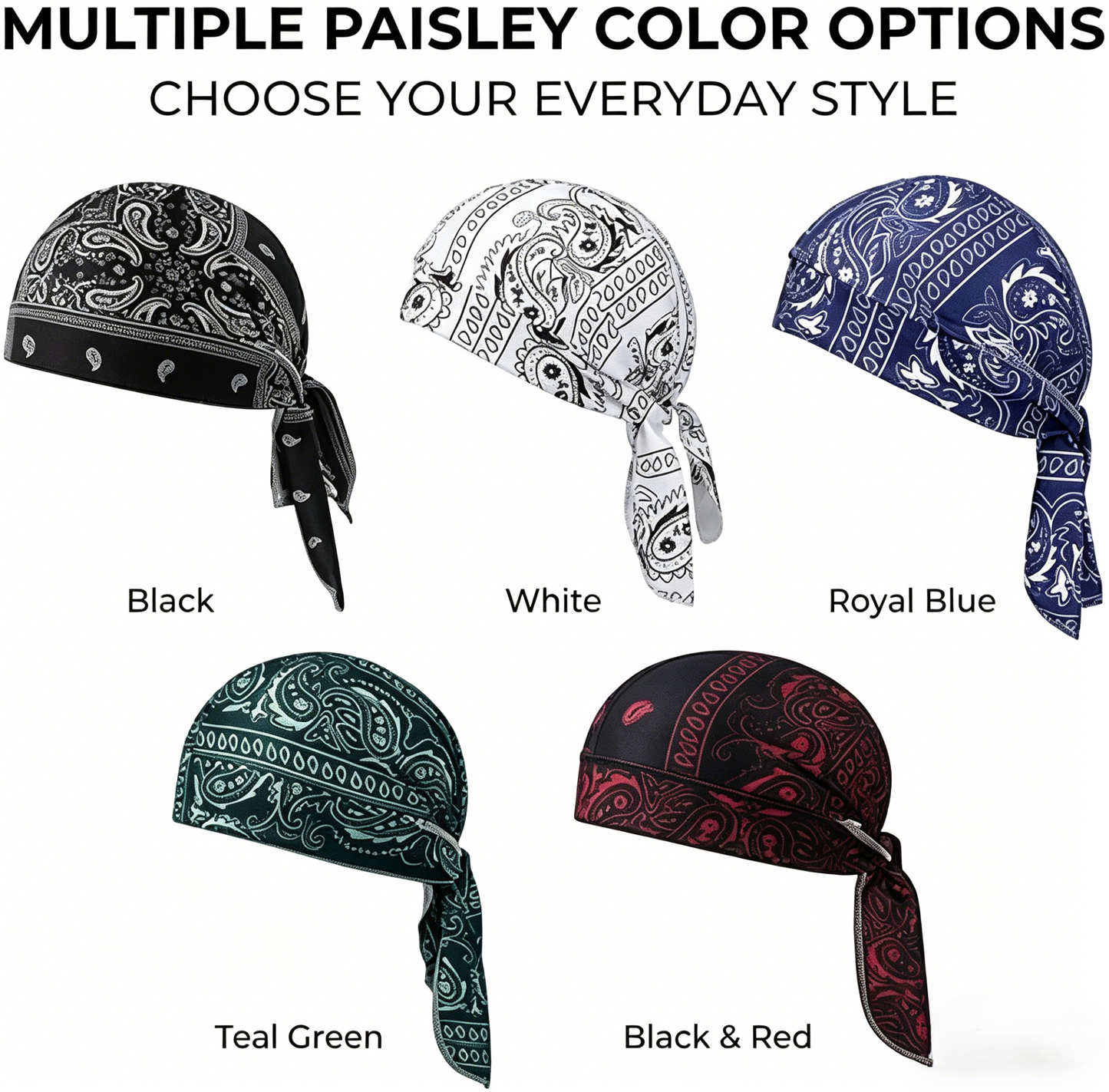 Premium Paisley Cooling Headscarf Cap - Lightweight Pirate Helmet Liner-RH
