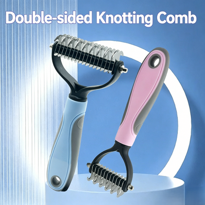 Universal Pet Grooming Comb – Double-Sided Stainless Steel Dematting & Shedding Tool for Dogs & Cats, Tangle-Free Coat Care-RH