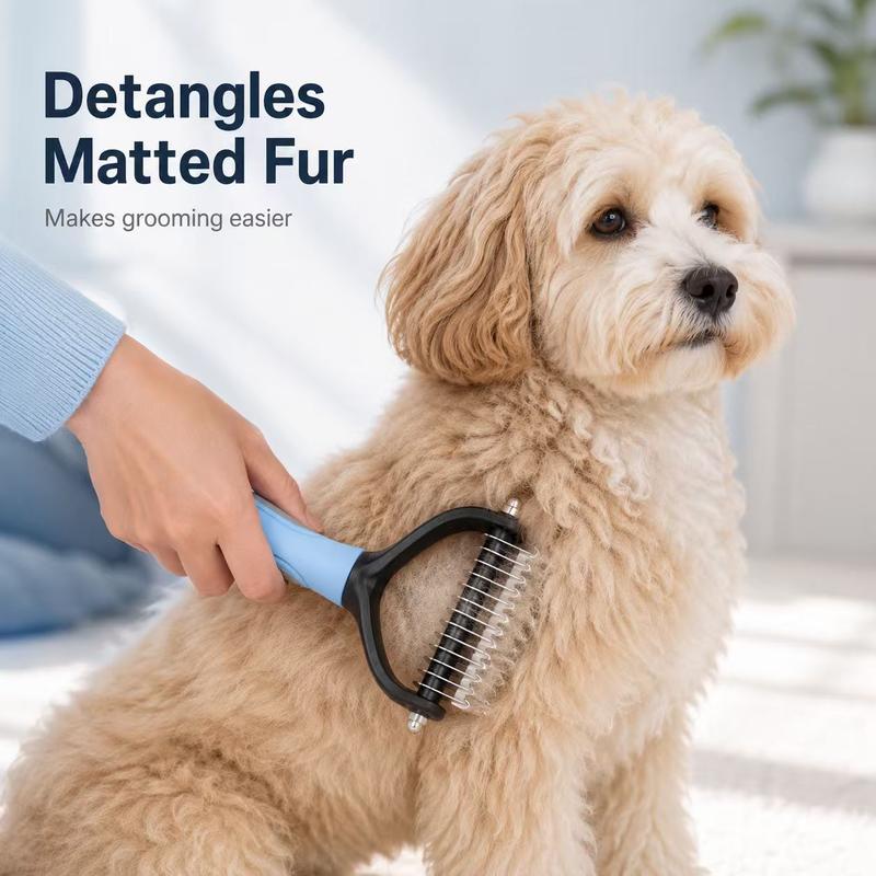 Universal Pet Grooming Comb – Double-Sided Stainless Steel Dematting & Shedding Tool for Dogs & Cats, Tangle-Free Coat Care-RH