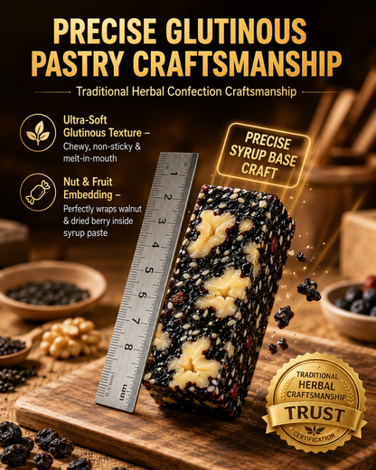 Mulberry Rehmannia & Black Goji Sesame Cake – Soft Herbal Nut Snack, Low Sugar Energy Bar-YAO