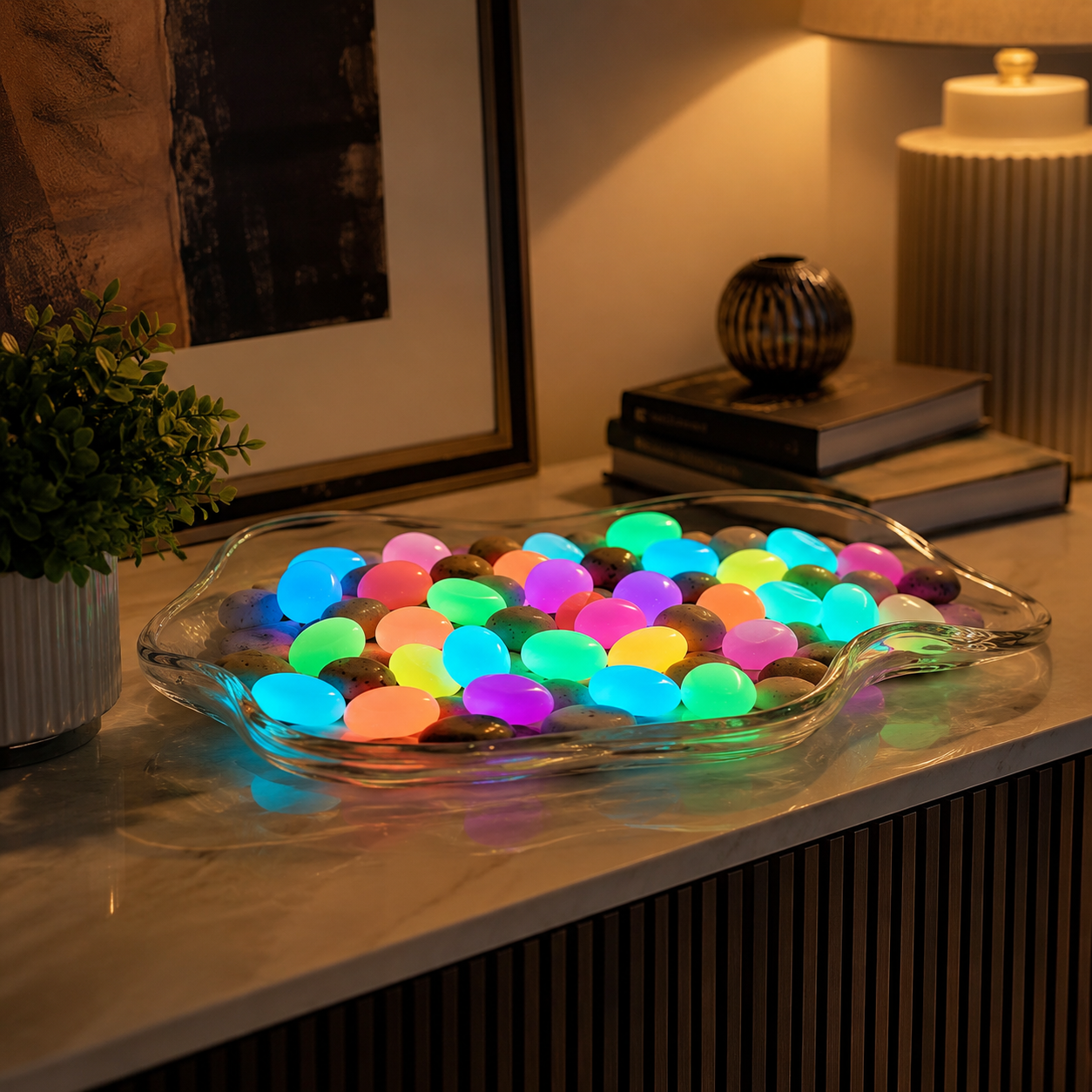 Luminous pebbles, with a diameter of 1 cm, suitable for garden paths, fish tanks, courtyards, lawns, and starry sky lighting.-YAO
