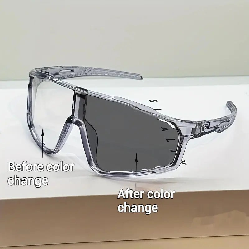 UV Adaptive Photochromic Sunglasses – Windproof Sports Eyewear for Cycling, Hiking, Running & Day-to-Night Protection-RH