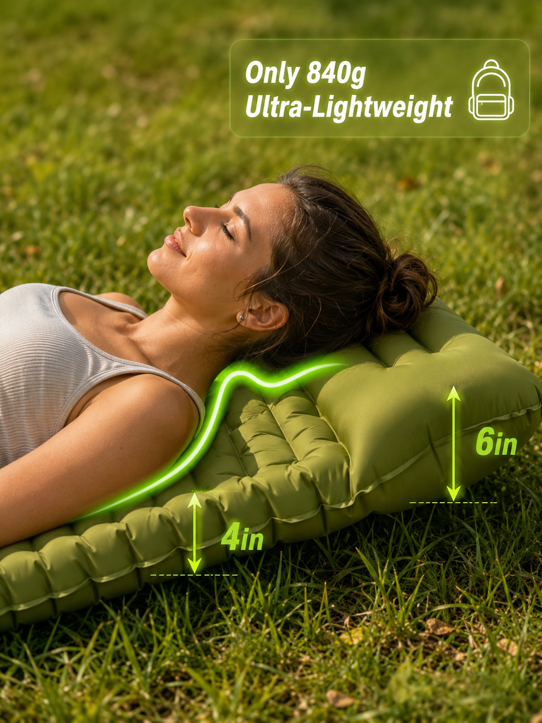 Ultra-Light Inflatable Camping Sleeping Pad with Built-in Foot Pump-YAO