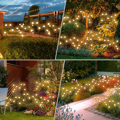 Outdoor Solar Firefly Garden Lights – 6-LED Swaying Stake Lights, IP65 Waterproof Auto Dusk-to-Dawn Warm Glow for Patio, Pathway, Yard & Landscape Decor-RH