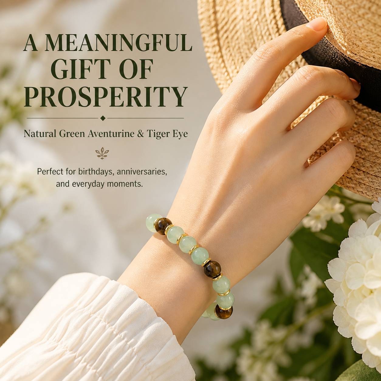 Money Attraction Bracelet with Green Aventurine & Tiger Eye for Wealth & Good Luck-YAO