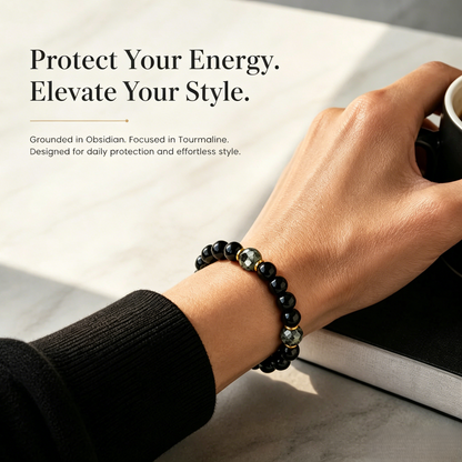 Obsidian & Black Tourmaline Protection Bracelet-RH