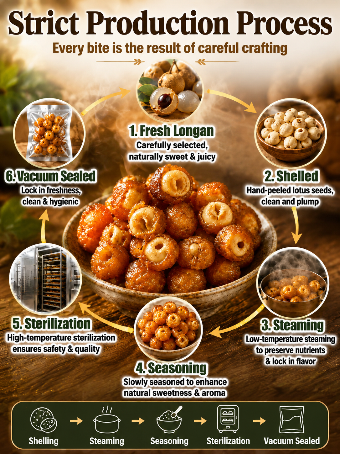 Longan Wrapped Lotus Seeds. Natural Ready-to-Eat Dried Fruit Snack for HeaIth & Relaxation-YAO