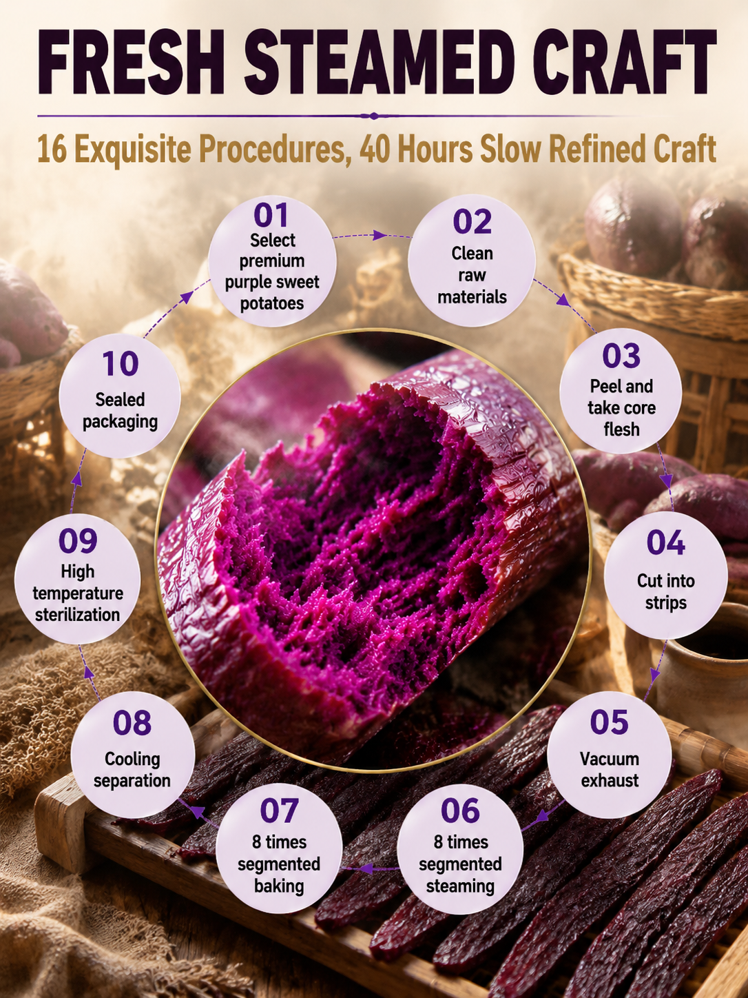 Healthy Low Fat Purple Sweet Potato Snack-YAO