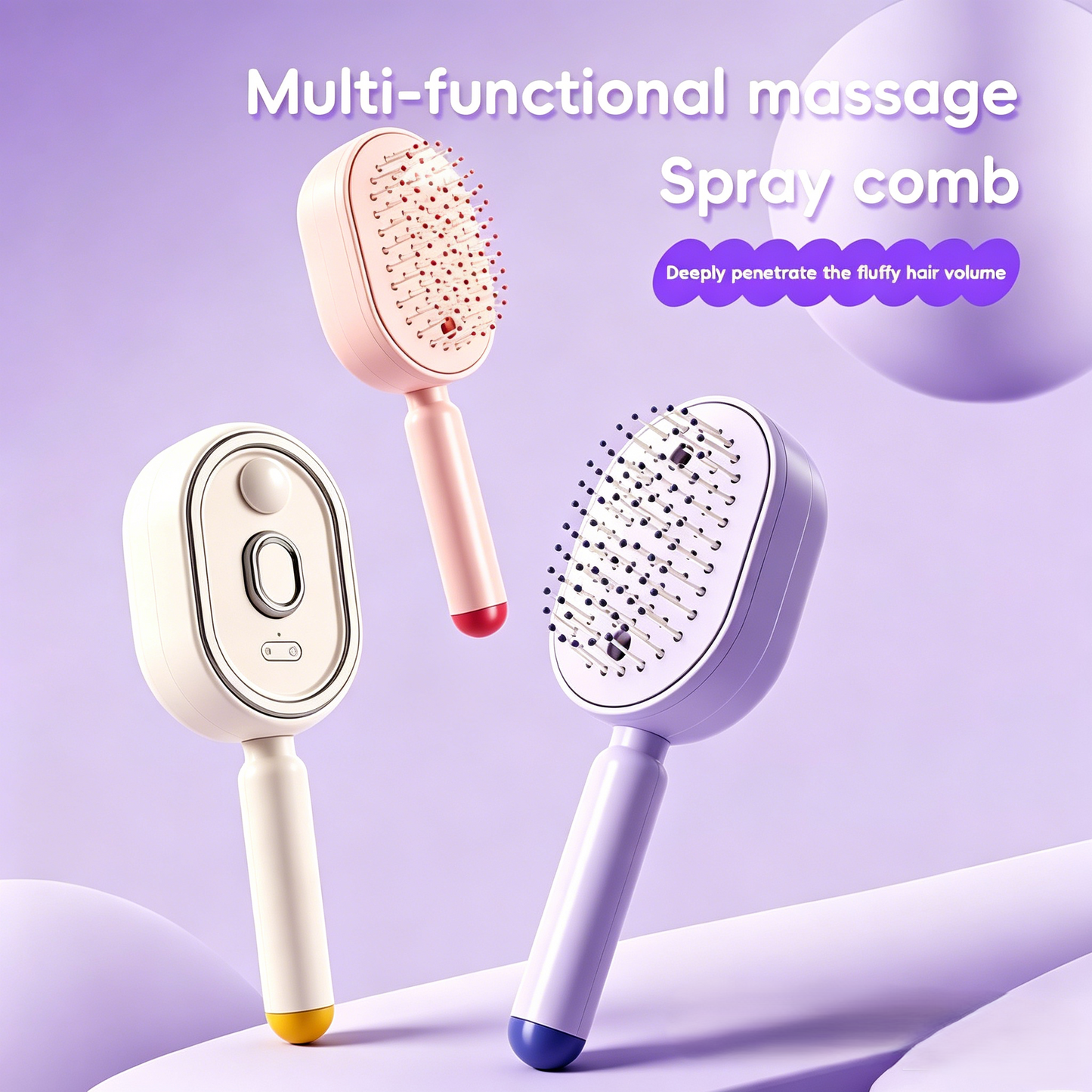 Electric Spray Air Cushion Massage Comb | Self-Cleaning Anti-Tangle | Essential Oil Mist Hair Care Comb | Anti-Static Volumizing Aromatherapy Comb-RH