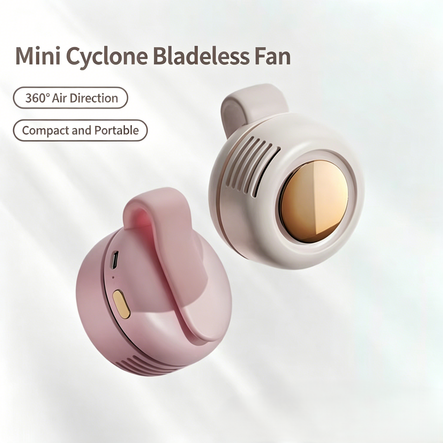Mini Bladeless Turbo Fan – Portable Rechargeable Hands-Free Waist Fan with 3-Speed Cooling & Quiet Airflow for Summer Travel & Outdoor Activities-RH
