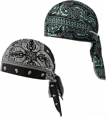 Premium Paisley Cooling Headscarf Cap - Lightweight Pirate Helmet Liner-RH
