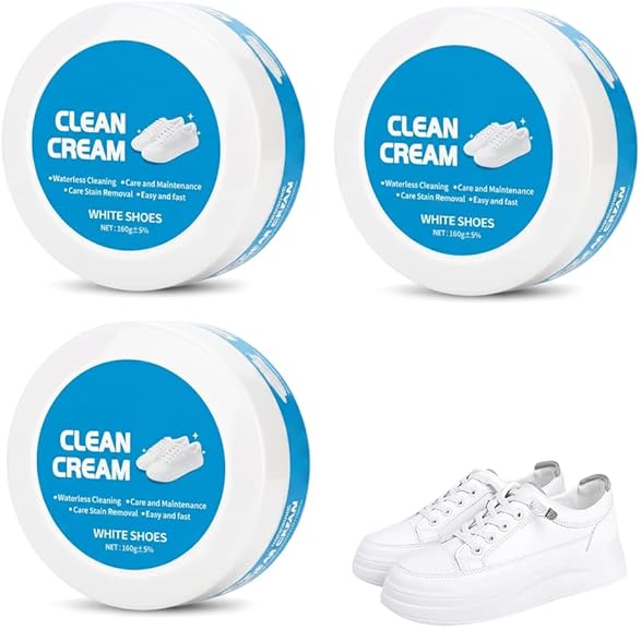 White Shoe Cleaner Cream, Multipurpose No-Wash Solid Cleaning Paste with Sponge Removes Stains, Multipurpose White Shoes Clean Cream for Leather Sneakers Soles-YAO