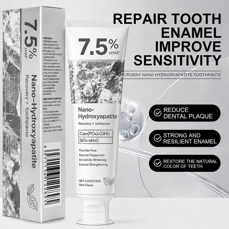 7.5% Nano-Hydroxyapatite Toothpaste-Fluoride-Free | Enamel Repair & Gentle Whitening for Sensitive Teeth-RH