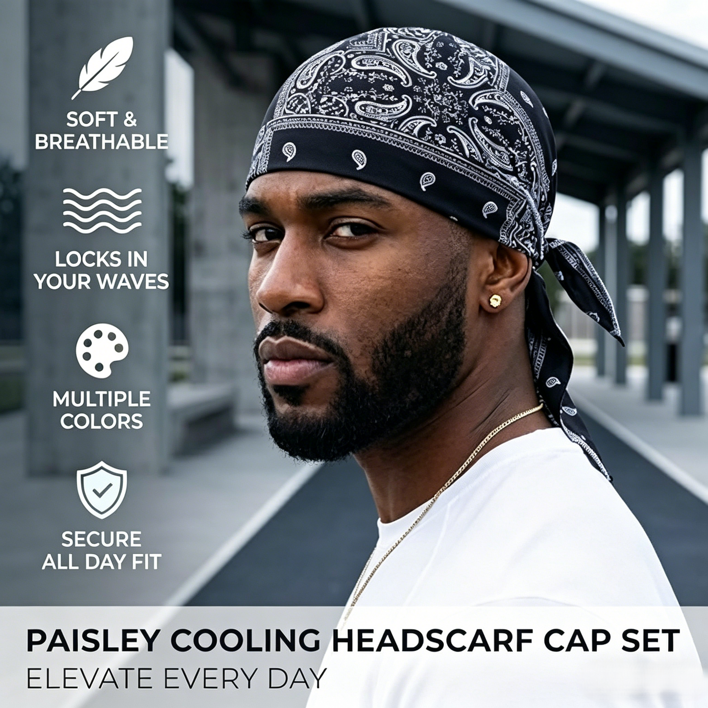 Premium Paisley Cooling Headscarf Cap - Lightweight Pirate Helmet Liner-RH