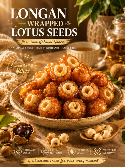 Longan Wrapped Lotus Seeds. Natural Ready-to-Eat Dried Fruit Snack for HeaIth & Relaxation-YAO