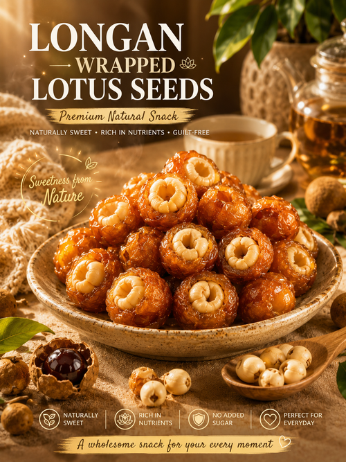 Longan Wrapped Lotus Seeds. Natural Ready-to-Eat Dried Fruit Snack for HeaIth & Relaxation-YAO