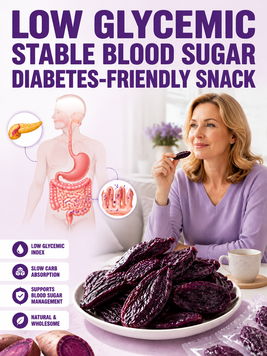 Healthy Low Fat Purple Sweet Potato Snack-YAO