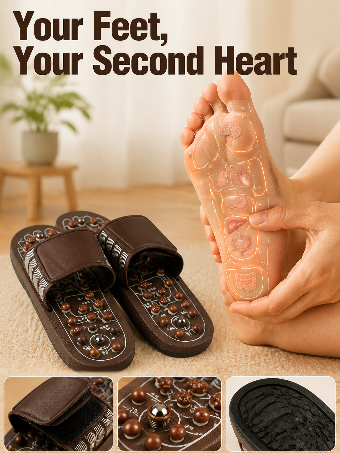 Ad justable Acupressure Massage Slippers with Rotatable Spring Nodes-YAO