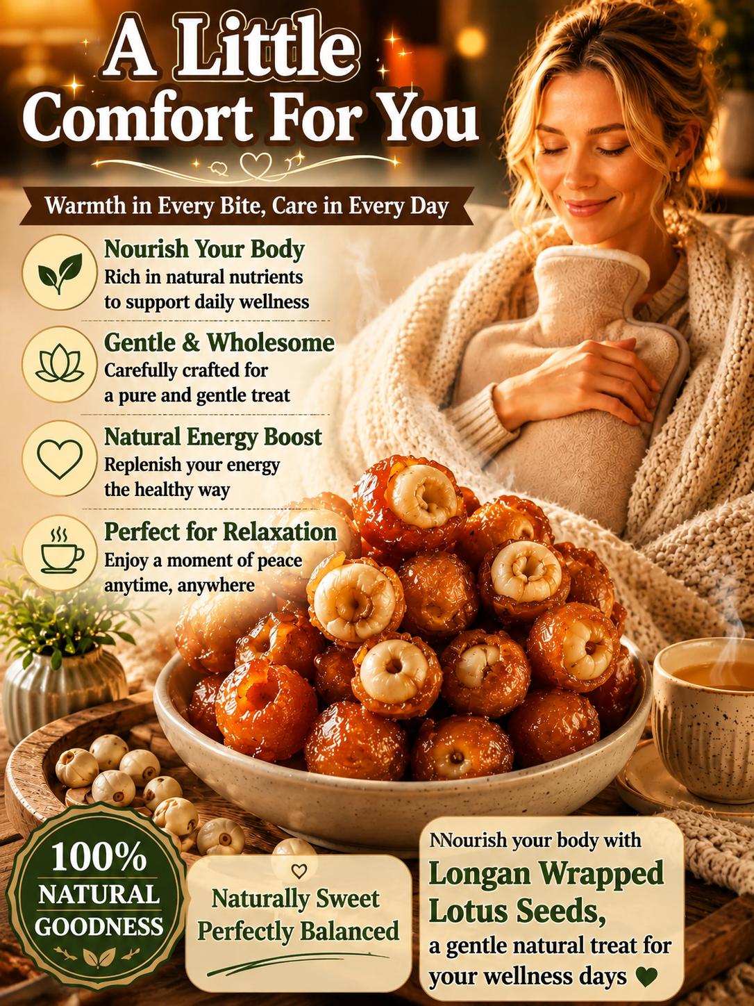 Longan Wrapped Lotus Seeds. Natural Ready-to-Eat Dried Fruit Snack for HeaIth & Relaxation-YAO
