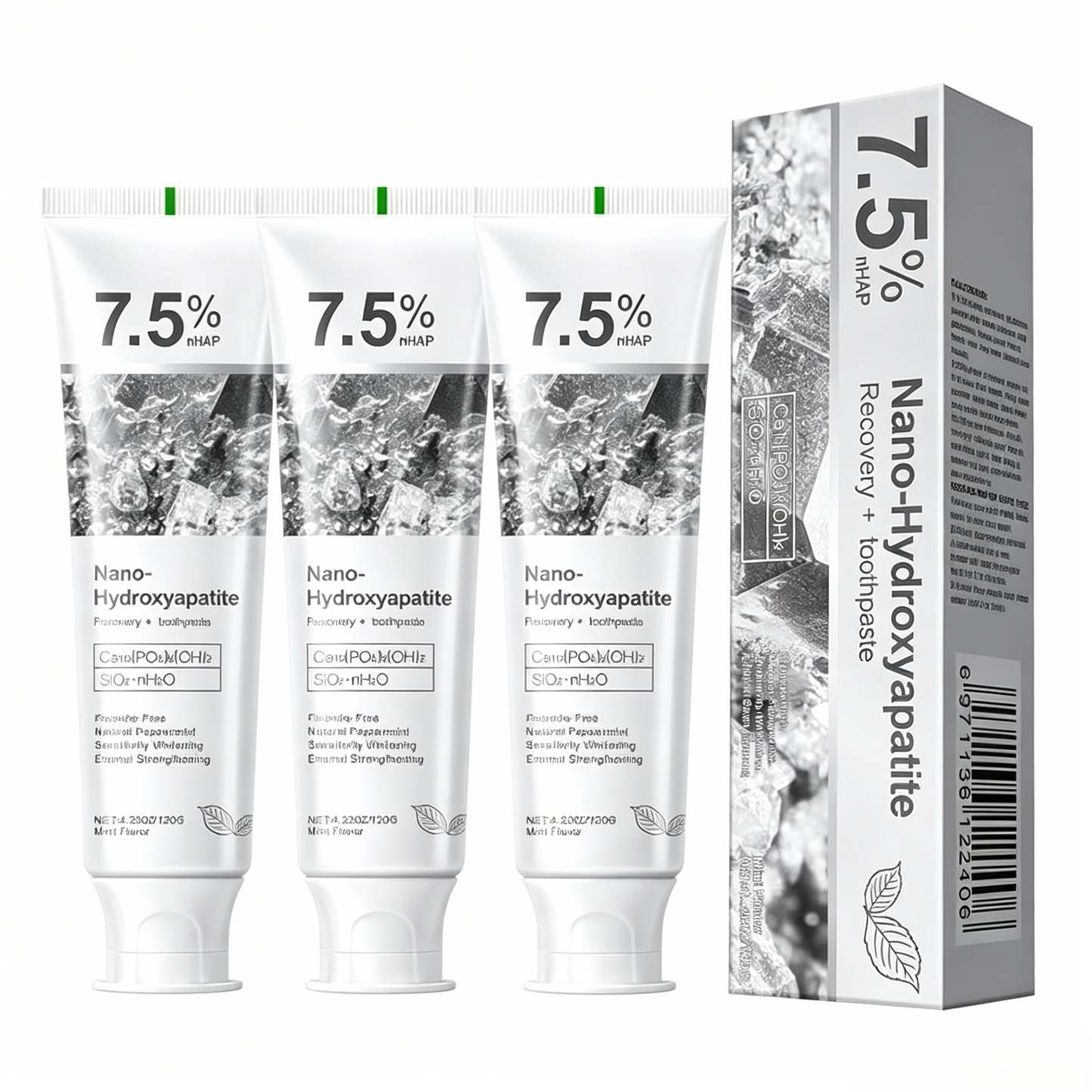7.5% Nano-Hydroxyapatite Toothpaste-Fluoride-Free | Enamel Repair & Gentle Whitening for Sensitive Teeth-RH