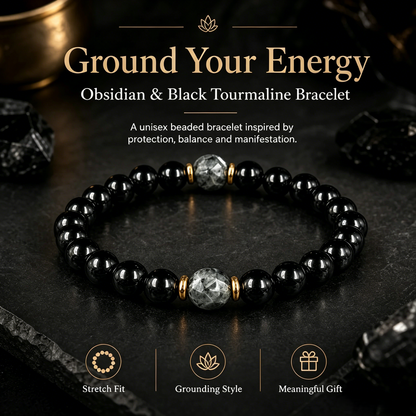 Obsidian & Black Tourmaline Protection Bracelet-RH