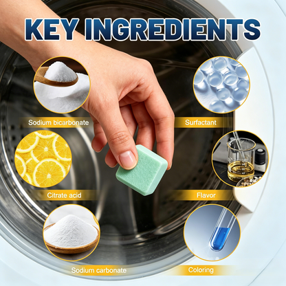 Eco-Friendly Washing Machine Cleaner Tablets – Deep Clean Washer Odors, Residue & Pet Hair Buildup-RH