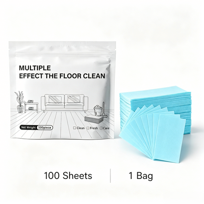 100-Pack Quick-Dissolve Floor Cleaning Sheets – Fresh Scent, No Sticky Residue, Multi-Surface Home Cleaner-RH