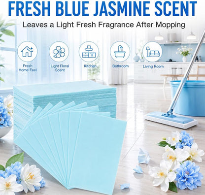100-Pack Quick-Dissolve Floor Cleaning Sheets – Fresh Scent, No Sticky Residue, Multi-Surface Home Cleaner-RH