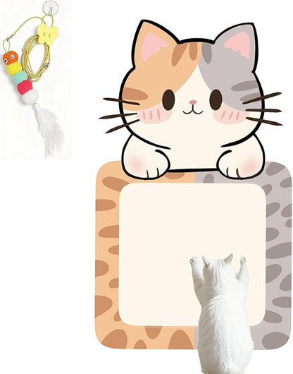 Wall Mounted Cat Scratching（With cat toys included）Pad with Back Adhesive Self Adhesive Cat Scratcher Board for Wall Door Sofa Floor Extra Large Durable Cat Scratcher Mat Indoor Cats for Cat Lovers-YAO