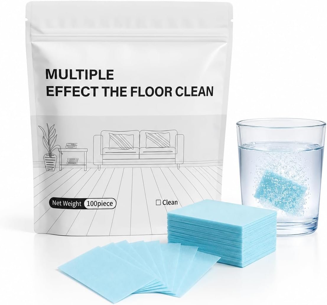 100-Pack Quick-Dissolve Floor Cleaning Sheets – Fresh Scent, No Sticky Residue, Multi-Surface Home Cleaner-RH